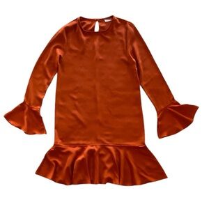Goldspark Rust Orange Ruffled Keyhole Dress Size S Great Condition!